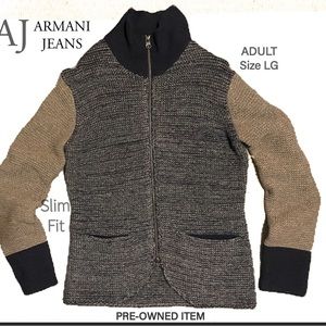 AJ Armani Jeans Thick Lana Wool zip up Sweater. Beautiful warm Jacket/Sweater